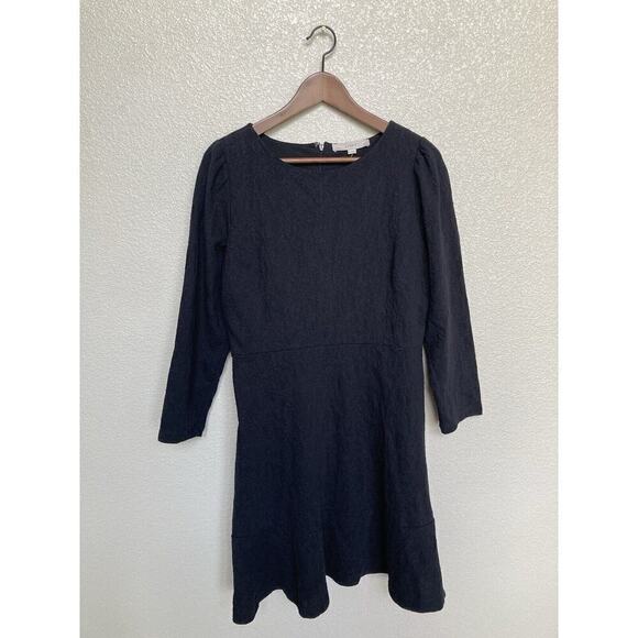 NWOT LOFT black a-line mini dress size 10 lace 3/4 sleeves city stretch comfy - Picture 1 of 5